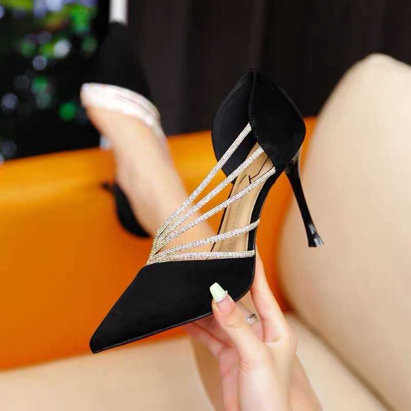 

Dress Shoes Women Shoes Stiletto High Heels Fashion Pointed Thin Heel Shoes Ladies Office Party Wedding Shoes Flock Heels Women Pumps G230130, 6cm heel black