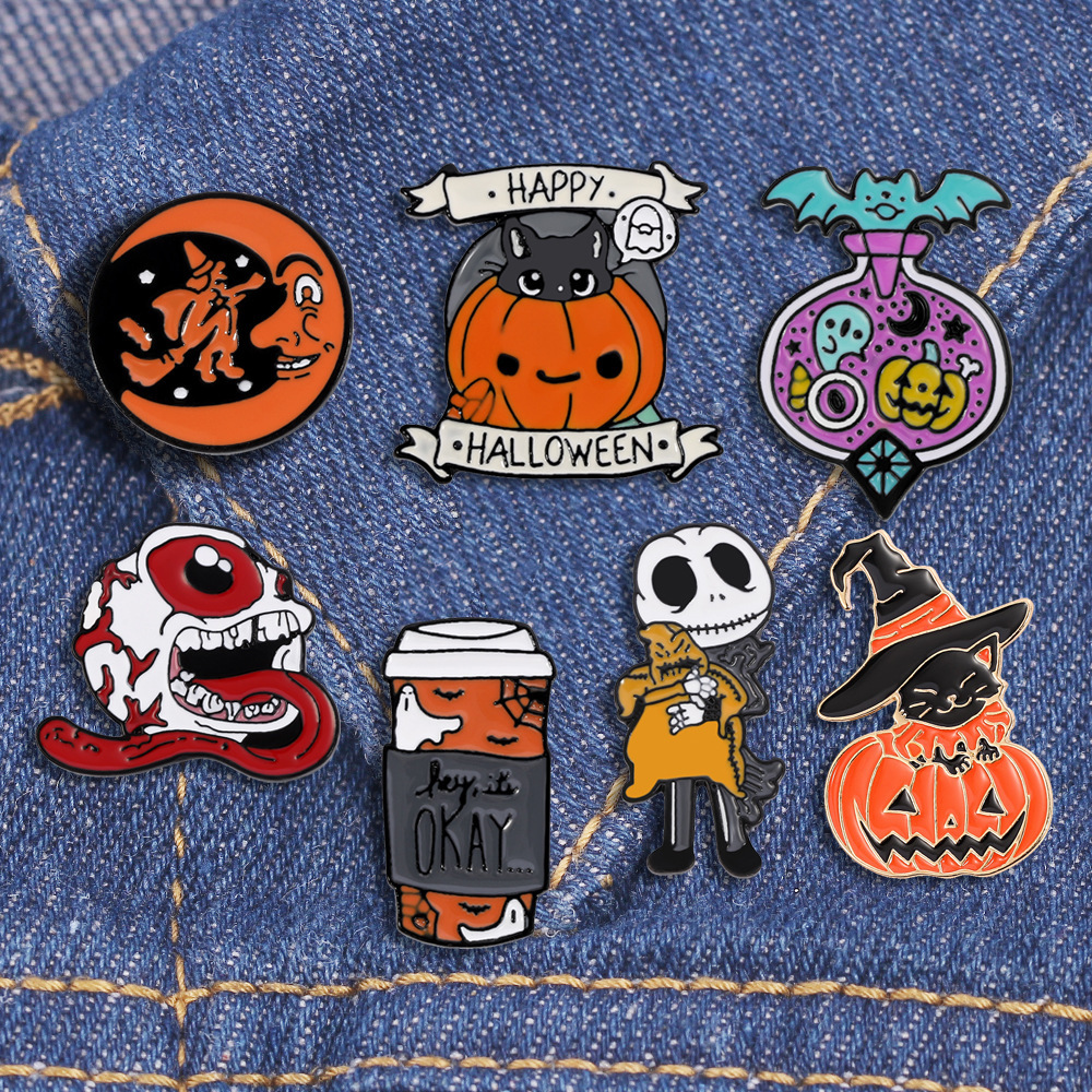

cartoon Halloween series pin punk series tampering enamel brooch metal badge, Color #1