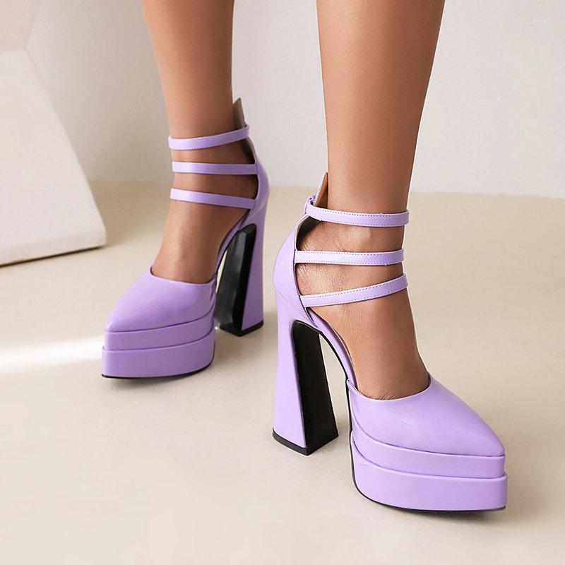 

Sandals Olive Purple Point Closed Toe Three Buckle Strap Platform Mary Janes Lady Shoes Party Evening High Heels Women Stiletto, Black
