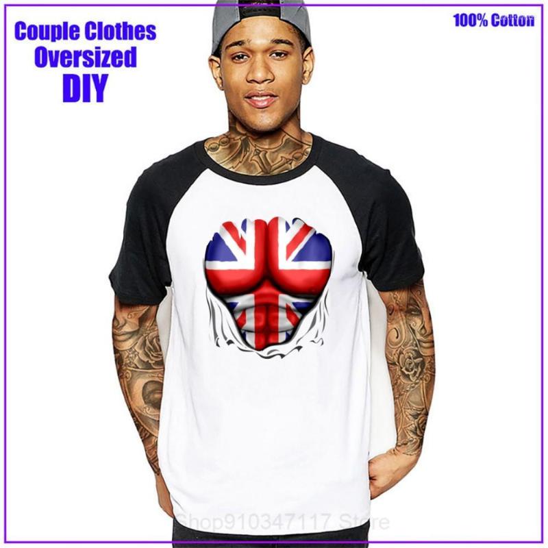 

Men's T Shirts UK Flag Ripped Muscles Six Pack Chest T-shirt Drop Men Tops Tees Techno Hombre Cotton Clothing, No print pure white