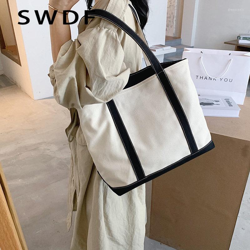

Evening Bags Luxury Handbag Women 2023 Fashion Canvas Shoulder Bag Female Large Capacity Shopping Vintage Designer Tote Ladies, Brown