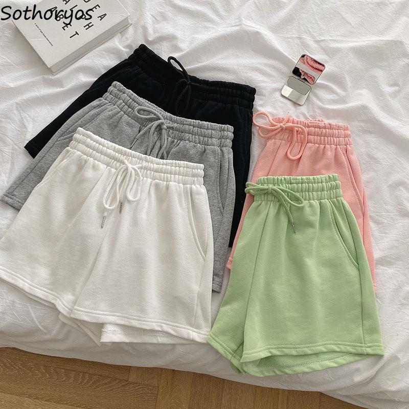

Women' Sleepwear Women Sleep Bottoms Solid Color Pajama Shorts Elastic Waist Summer Breathable Simple Casual Loose Korean Fashion Daily, White