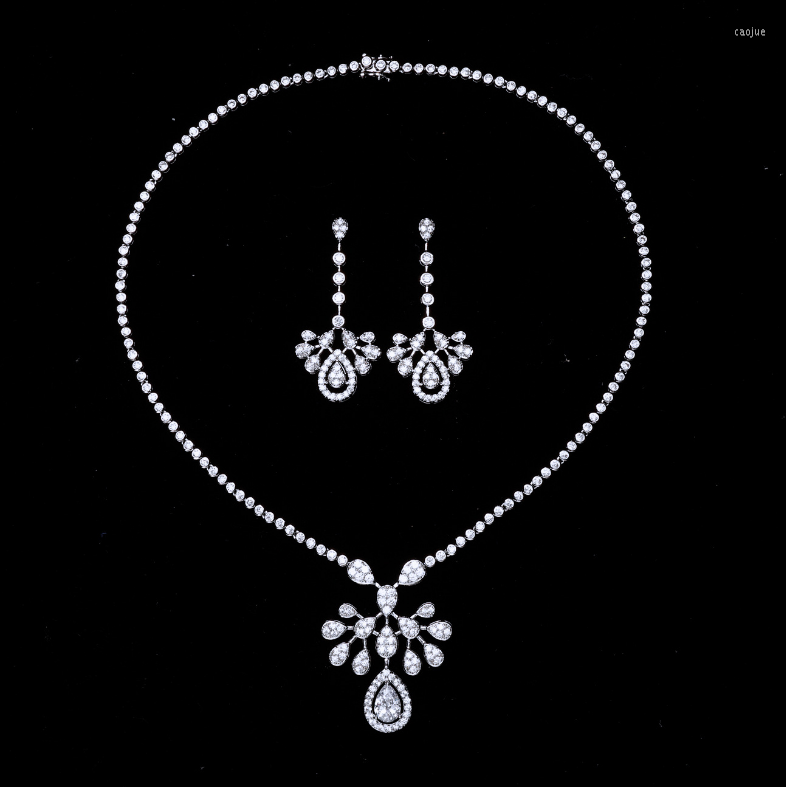 

Necklace Earrings Set Ladies Bride Wedding Party Dress Zircon HD21025, Picture shown