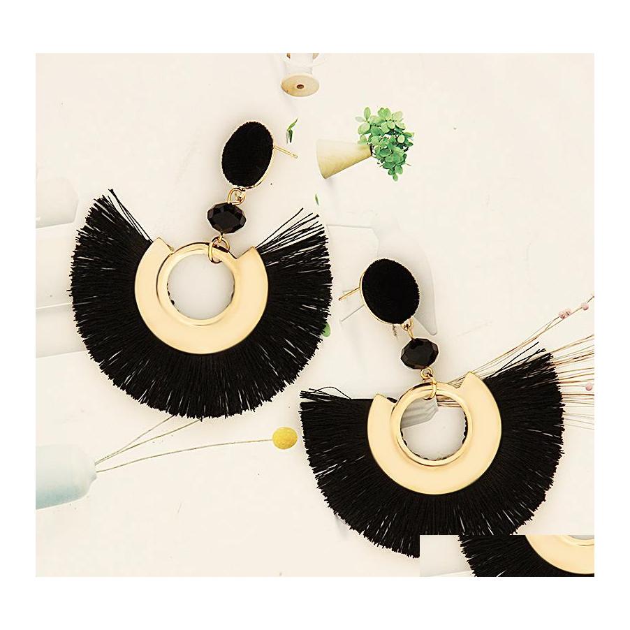 

Dangle Chandelier Bohemian Fan Shaped Tassel Drop Earrings For Women Vintage Hyperbolic Long Fringe Statement Earring Boho Fashion Ottvn