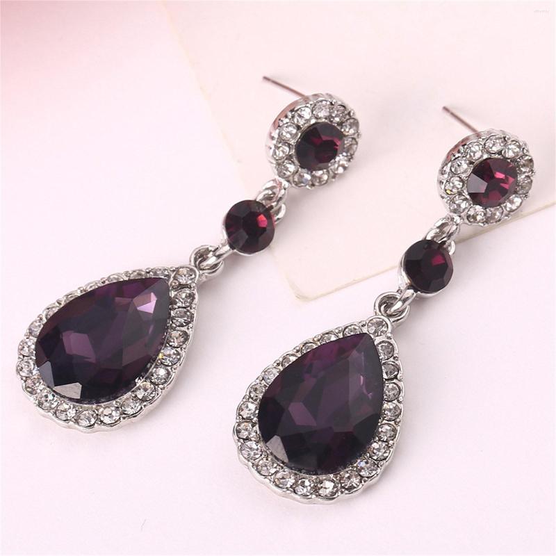 

Hoop Earrings Drop Fashion Ladies Crystal Red Alloy