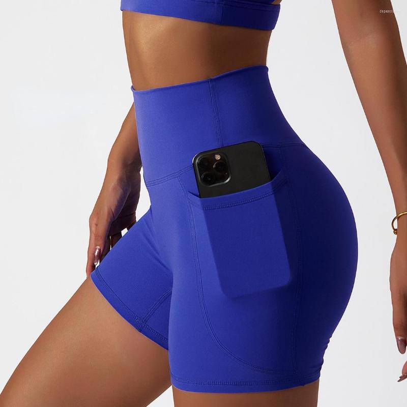 

Active Shorts Yoga Naked Feeling Women Sleamless Workout Pocket Summer Ice Silk Cycling Running Tights Gym Push Up Leggings, Black