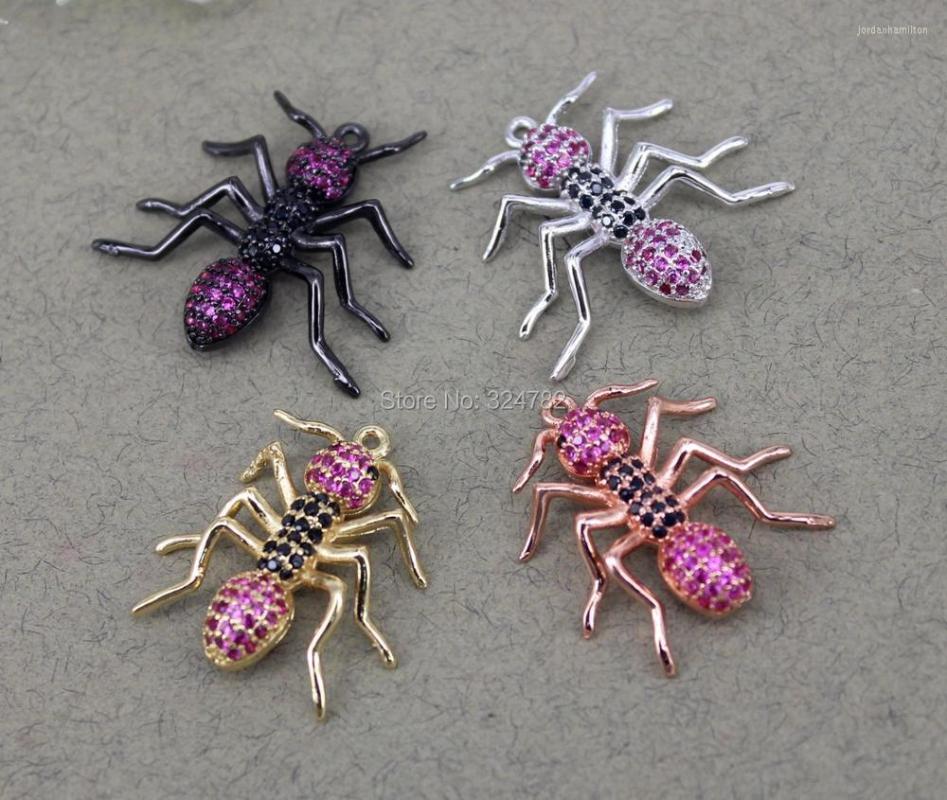 

Pendant Necklaces 10pcs Metal Copper Cubic Zirconia Insect Ant Beads Paved Mix Color CZ For Jewelry Making