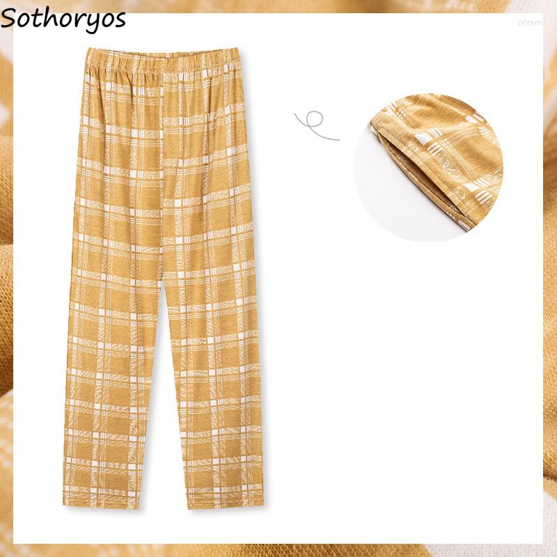 

Women's Sleepwear Sleep Bottoms Women Plaid Pajama Pants Mujer Loose Large Size 3XL Casual Fashion Korean Style Simple Full-match Summer, Y1675