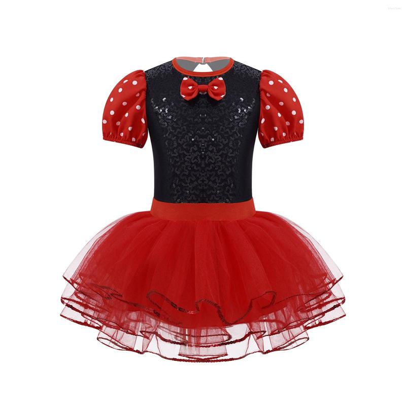 

Stage Wear Sequins Girls Ballet Tulle Tutu Dress Kids Children Dance Gymnastics Leotard For Performance Party Costumes, Red