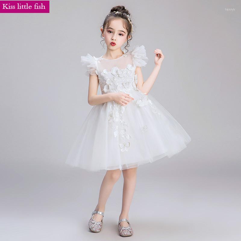 

Girl Dresses Kids Flower Little Girls Pageant White Dress, Beige