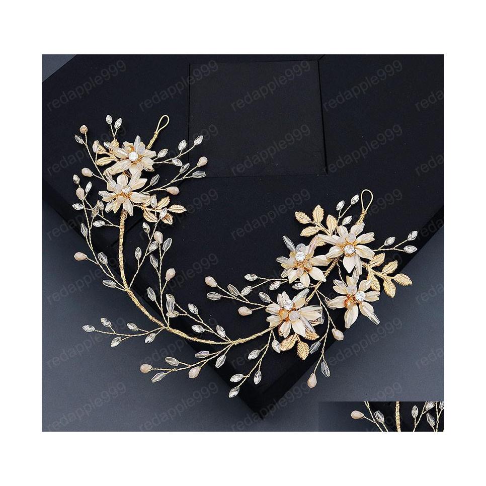 

Wedding Hair Jewelry Bride Luxury Handmade Gold Golor Crystal Branch Flower Headband Women Pin Clip Accessories Drop Delivery Hairjew Dhdx3
