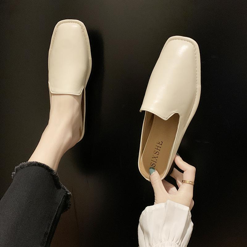 

Slippers Women's Outside Spring 2023 PU Solid Color Basic Square Head Flat Bottom Non-slip Fashion Wild Shoes U30-25, Beige