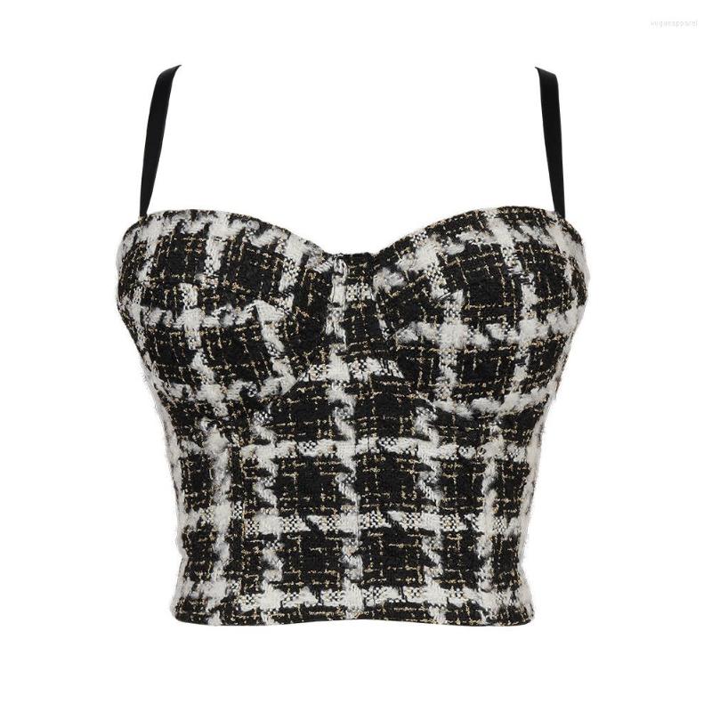 

Women' Tanks She'sModa Plaid Bustier Push Up Night Club Bralette Women' Bra Cropped Top Vest Corset Plus Size, Black