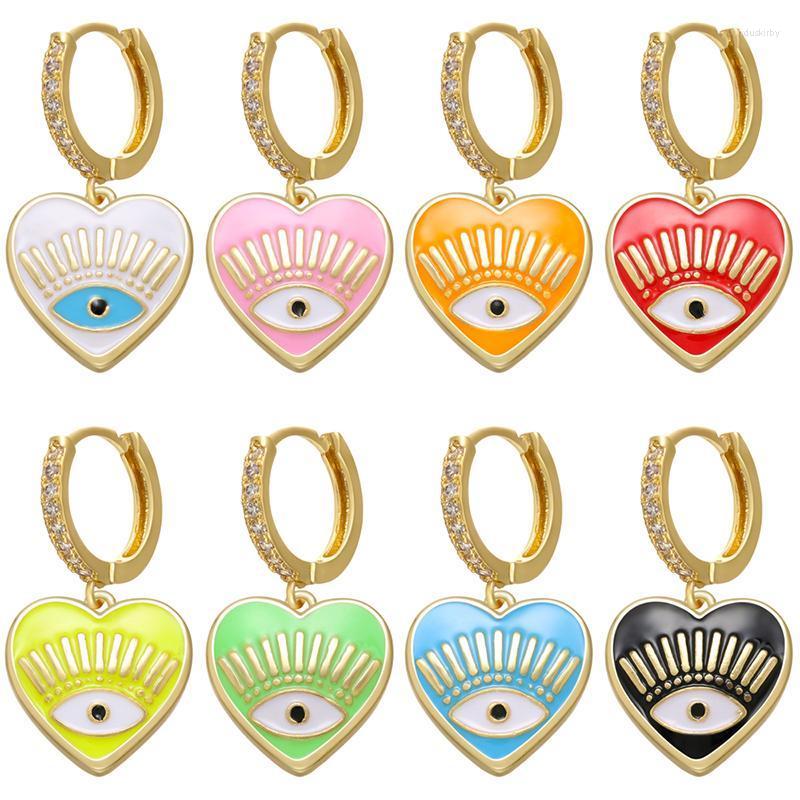 

Hoop Earrings & Huggie 1pair Colorful Eyes Love Heart Wholesale Fashion For Women Girls Accessries Jewelry VE213Hoop Indu22