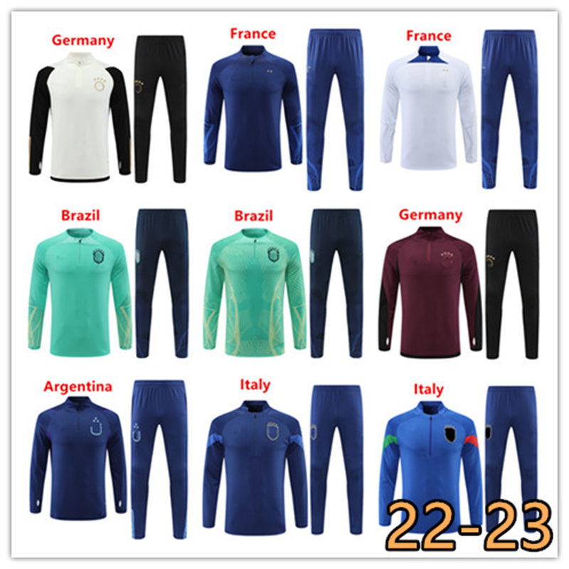 

2022 national teams Argentina Brazil football tracksuit world 22 23 Cup Men kids Half pull soccer Portugal tracksuit kits jogging chandal survetement, White