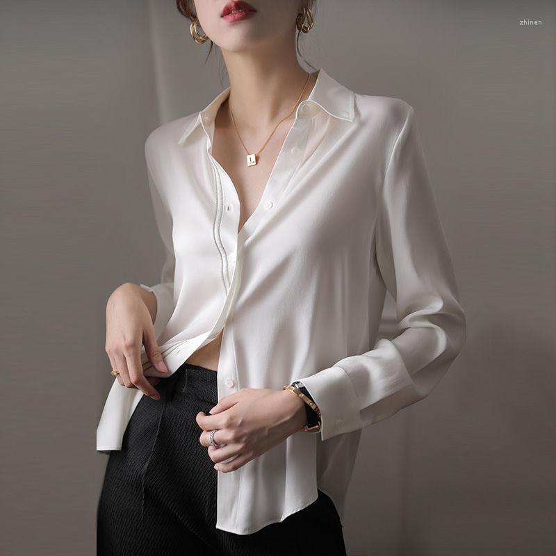 

Women' Blouses Chic Sag Button Up Shirt Elegant Design Fall Clothing For Women 2023 Fashion All-match Long Sleeve Tops White Feminina