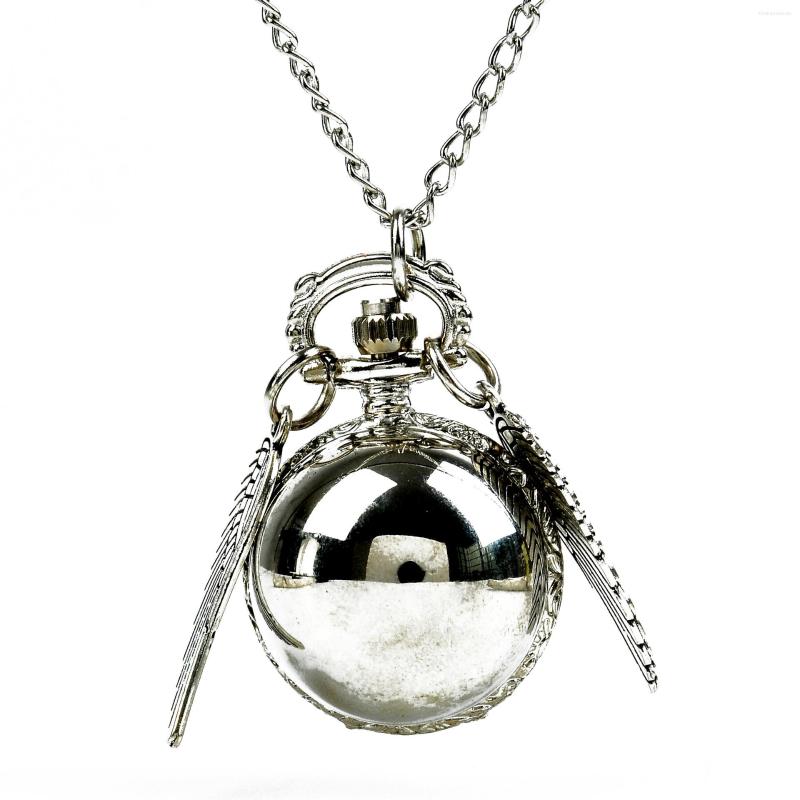 

Pocket Watches Golden Angel Wings Quartz Watch Charming Retro Men's And Women's Ball Necklace Wall Clock, Picture shown