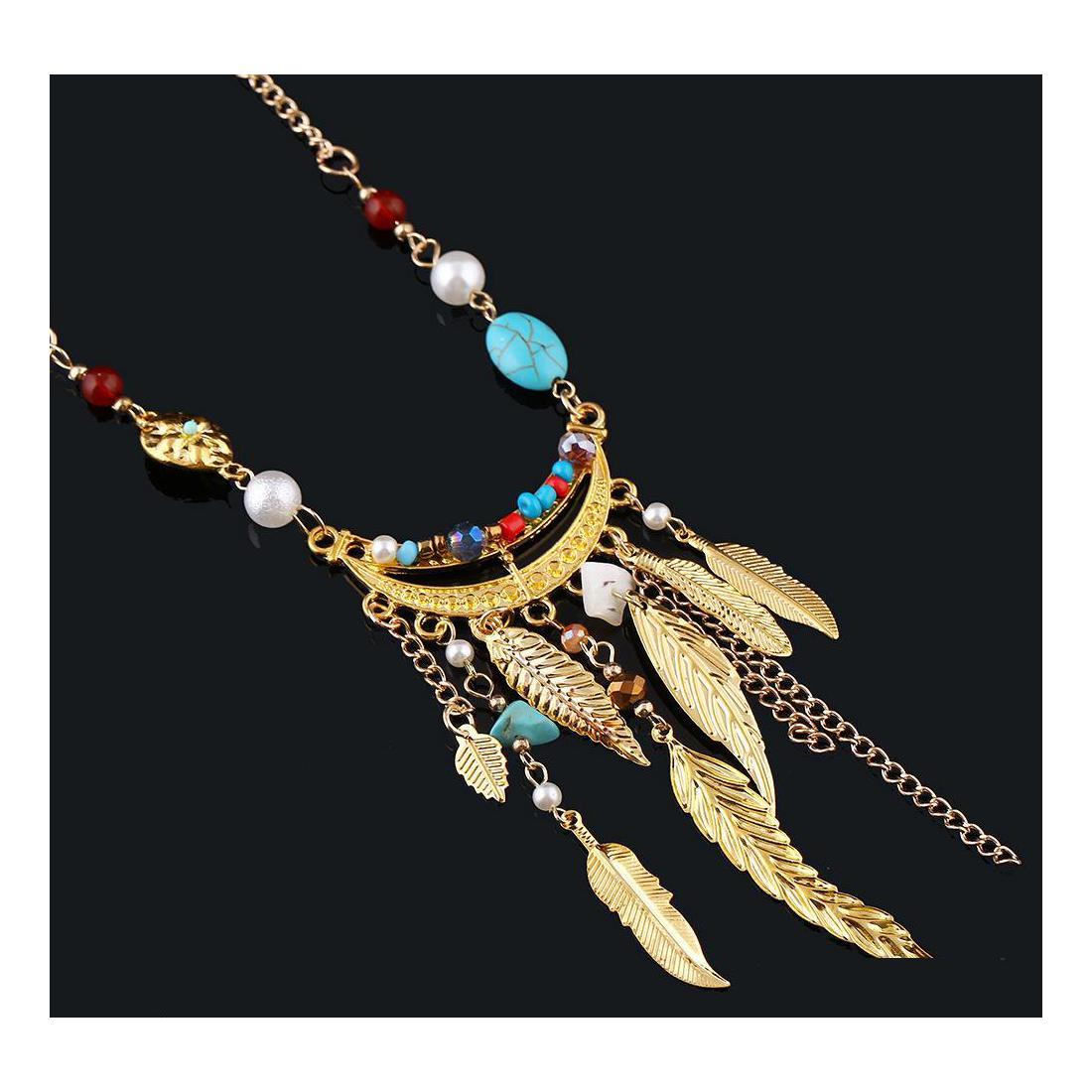 

Pendant Necklaces Fashion Long Leaf Crystal Tassel Necklace Pearl Stone Bead Sweater Chain Dress Jewelry Vipjewel Drop Delivery Penda Dhlij