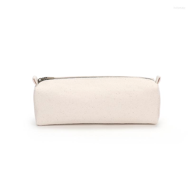 

Cosmetic Bags Rectangle Creative Fashionable Pen Bag Canvas Multi-function, Beige