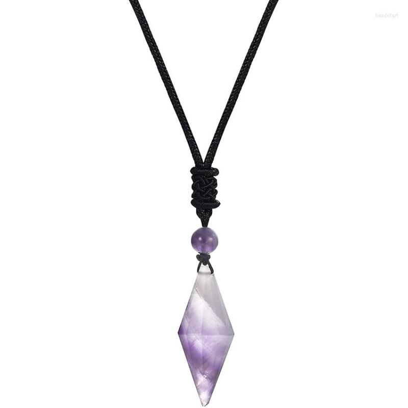 

Pendant Necklaces Crystal Tears 12 Facted Natural Reiki Healing Point Stone Necklace Adjustable For Women Men Fashion Jewelry