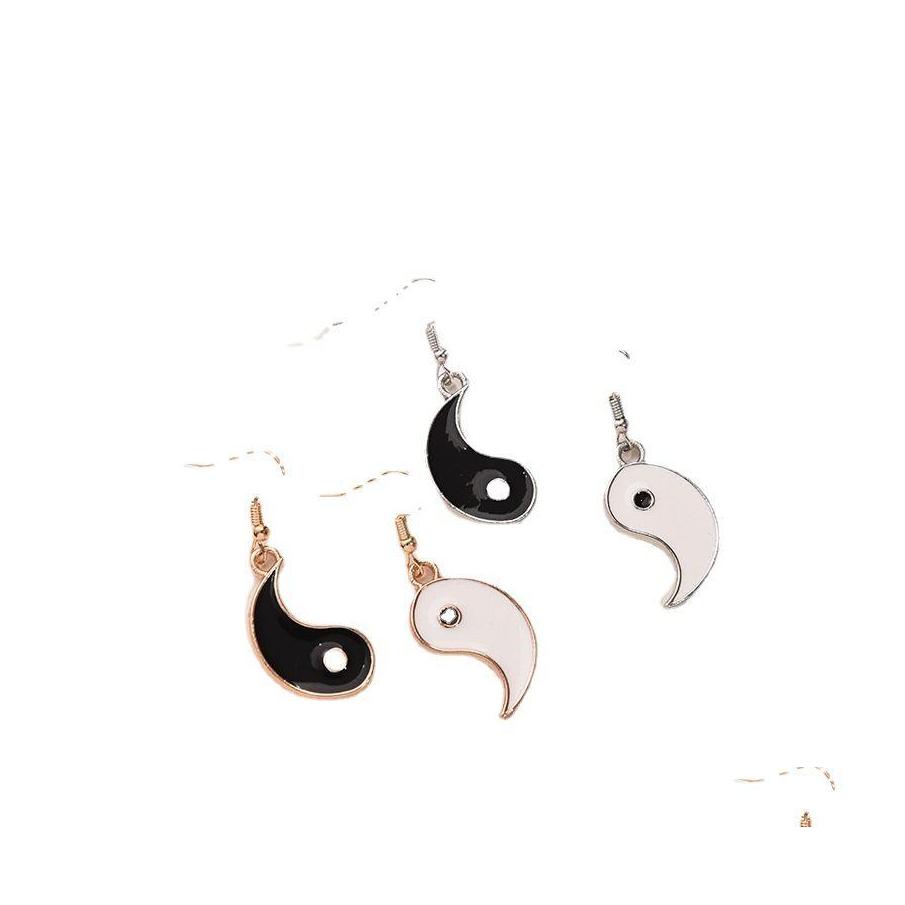 

Charm Women Asymmetric Gossip Tai Chi Yin Yang White Black Friendship Couple Pendants Dangle Earrings Jewelry Drop Delivery Otvh0