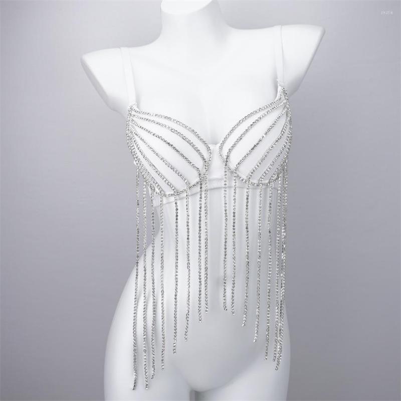 

Women's Tanks Shiny Tassels Rhinestone Corset Sexy Backless Sleeveless Crop Tops Women Slimming Bra Top Nightclub Party Bustier, Black