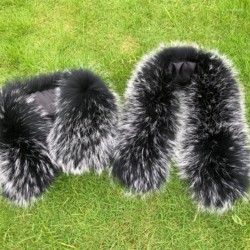 

Scarves 2023 Style Natural Raccoon Fur Collar High Quality Real Scarf For Coat