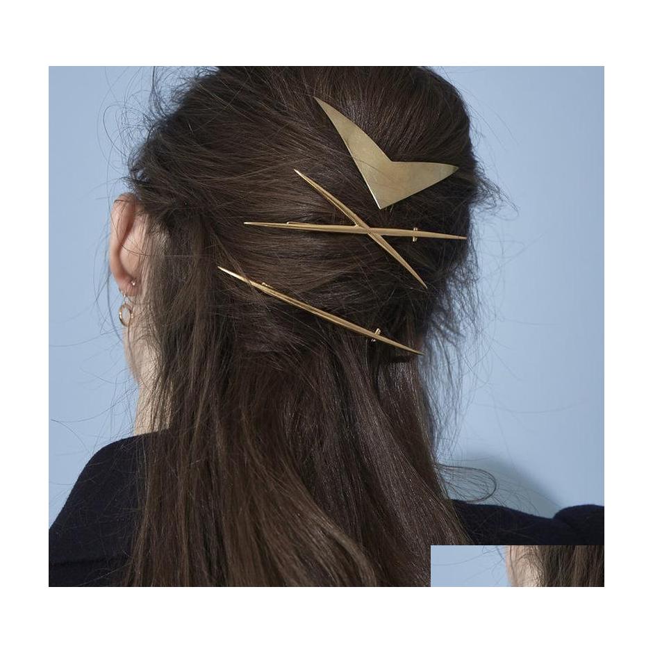

Hair Clips Barrettes Europe Fashion Jewelry Geometric Barrette Oneclip Cross 3Pcs/Set Hairpin Clip Bobby Pin Lady Drop Delivery Ha Dhqmy