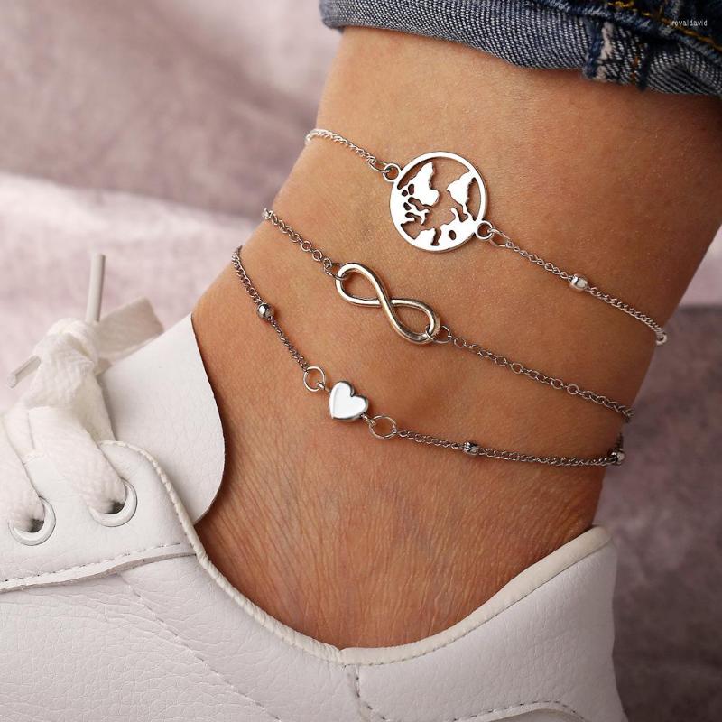 

Anklets 2023 Fashion Jewelry Foot Accessories Creative Trend Map Love Lucky Eight Chain Suit Women's With Gift
