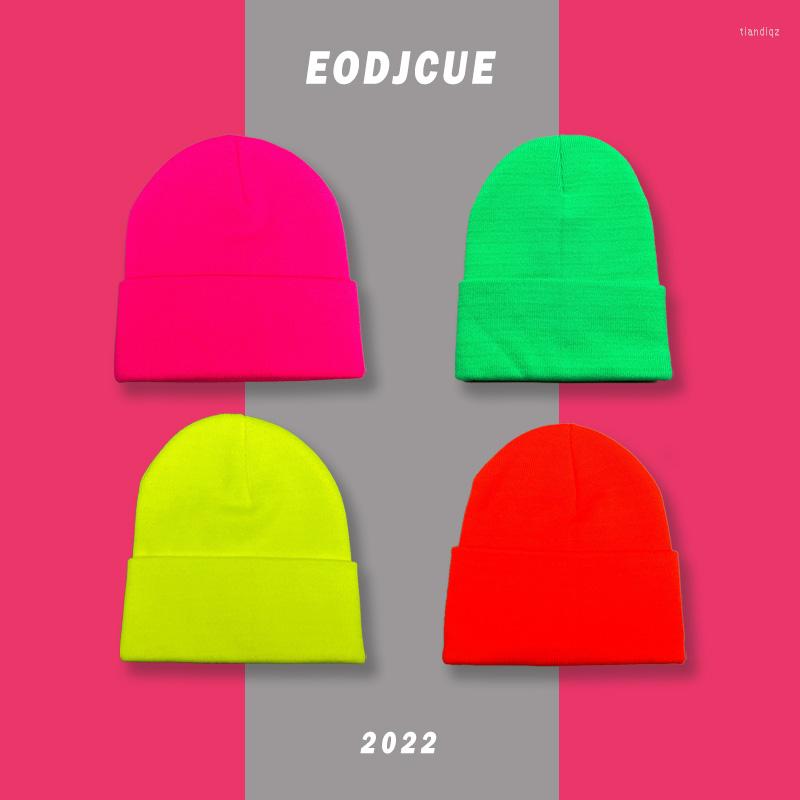 

Berets Classic Beanies Hat Women Autumn And Winter Warm Solid Color Knitted Hats Unisex Fluorescent Ear Protector Head Men's Cap, Green