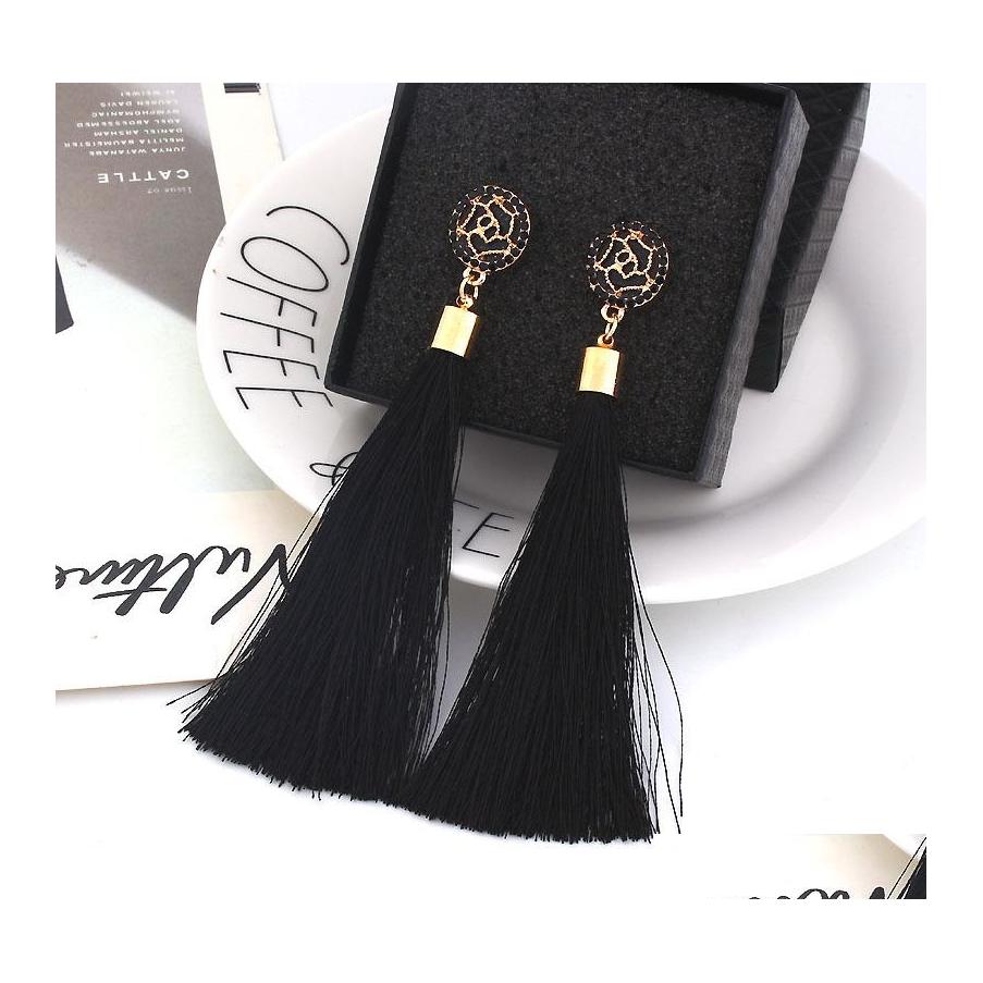

Dangle Chandelier Bohemian Tassel Earrings For Women Geometric Crystal Rose Flower Long Silk Fringe Statement Drop Earring Boho Je Ot4Kv