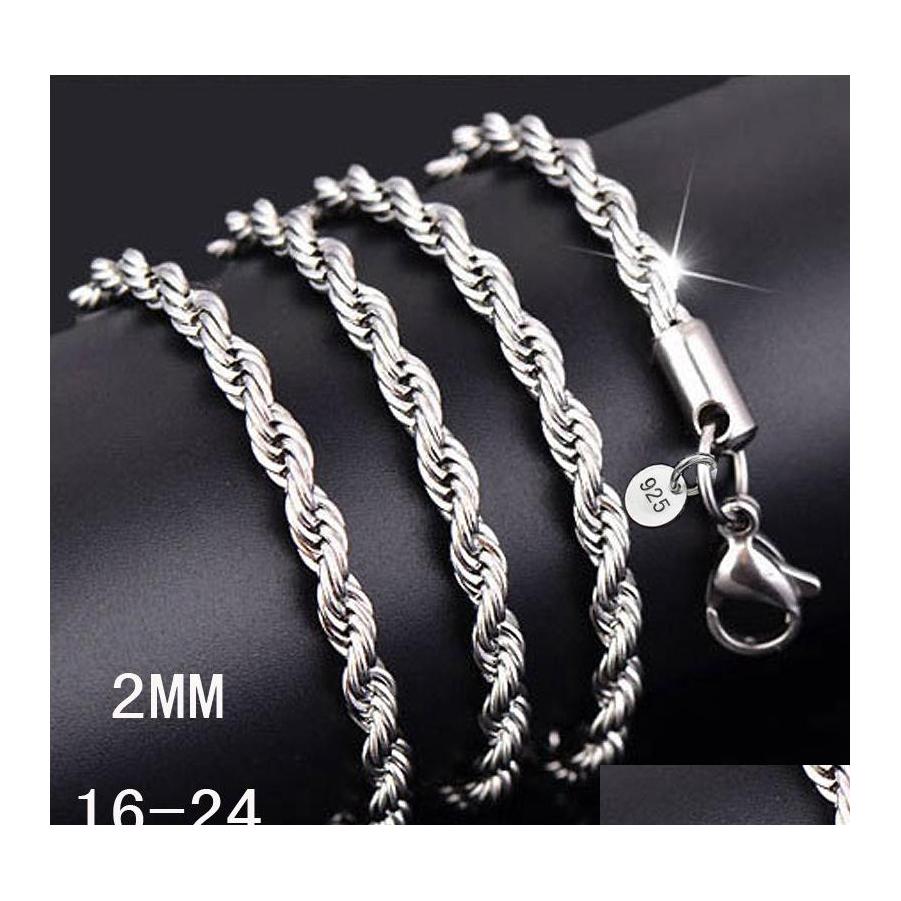 

Chains 1630Inches 2Mm 925 Sterling Sier Twisted Rope Chain Necklace For Women Men Fashion Diy Jewelry In Bk Drop Delivery Necklaces P Otehs