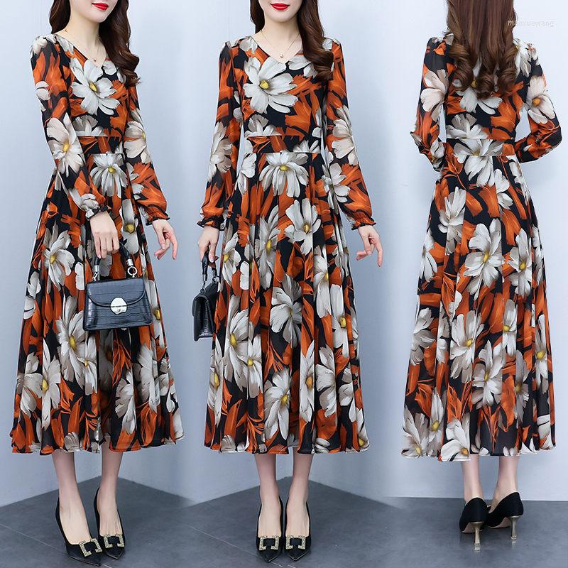 

Casual Dresses Long Sleeve Dress For Women Spring 2023 Large Size Women's Retro French Print V-Neck Slim A-Line Trend Clothes Z013, As show