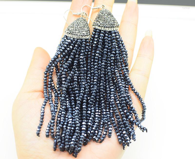 

Stud Earrings One Pair Black/gray Quartz Tassel For Women
