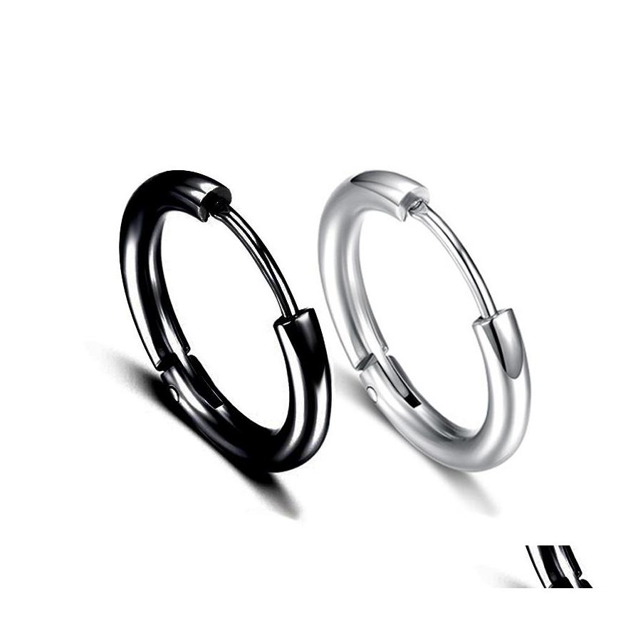 

Hoop Huggie 1020Mm Circle Earrings For Men S Punk Hypoallergenic Stainless Steel Small Big Round Ear Bone Buckle Earring Fashion J Oty8M
