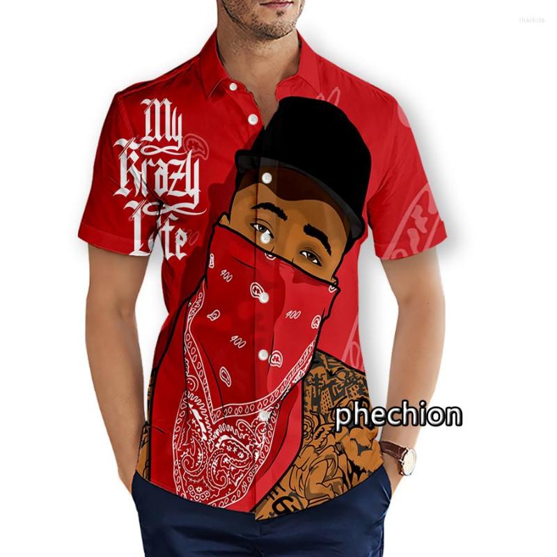 

Men' Casual Shirts Summer Hawaiian Mens Short Sleeve Beach Blood Gang Art 3D Printed Plus Size -5XL Fashion Men Tops T23, 07