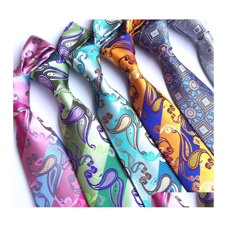 

Neck Ties Fashion Accessories Novelty Men 8Cm Blue Necktie For Male Paisley Floral Bowtie Drop Delivery Otwtz