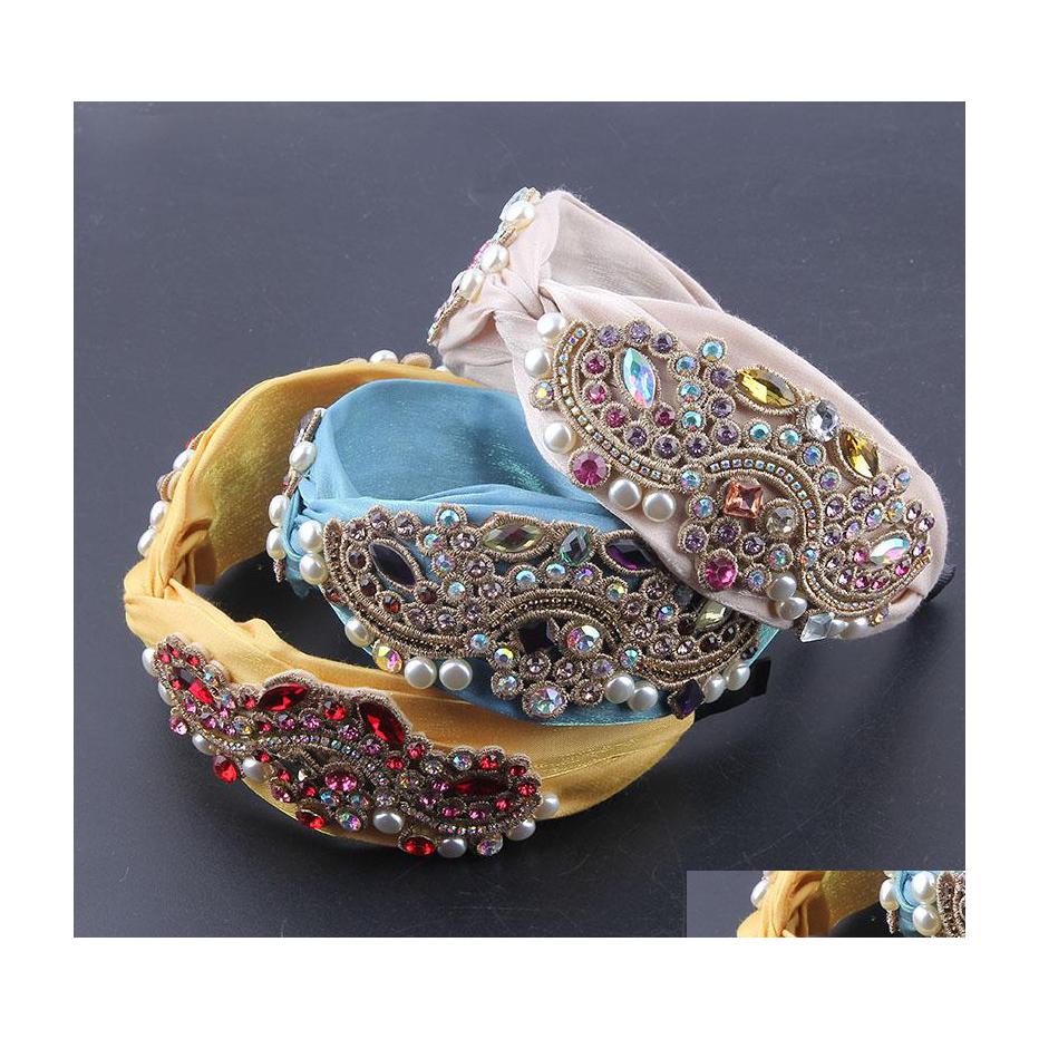 

Headbands Flower Headband Hair Accessories Rhinestone Crystal Hairbands Spring Wedding Floral Bohemia Headwear For Women Drop Delive Dhxol