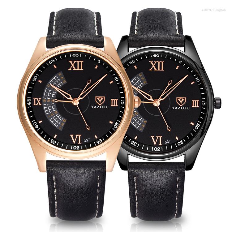 

Wristwatches YAZOLE Watch Men Quartz Fashion Reloj Hombre Leather Waterproof Wristwatch Male Clock Relogio Masculino Gifts, A-w-d