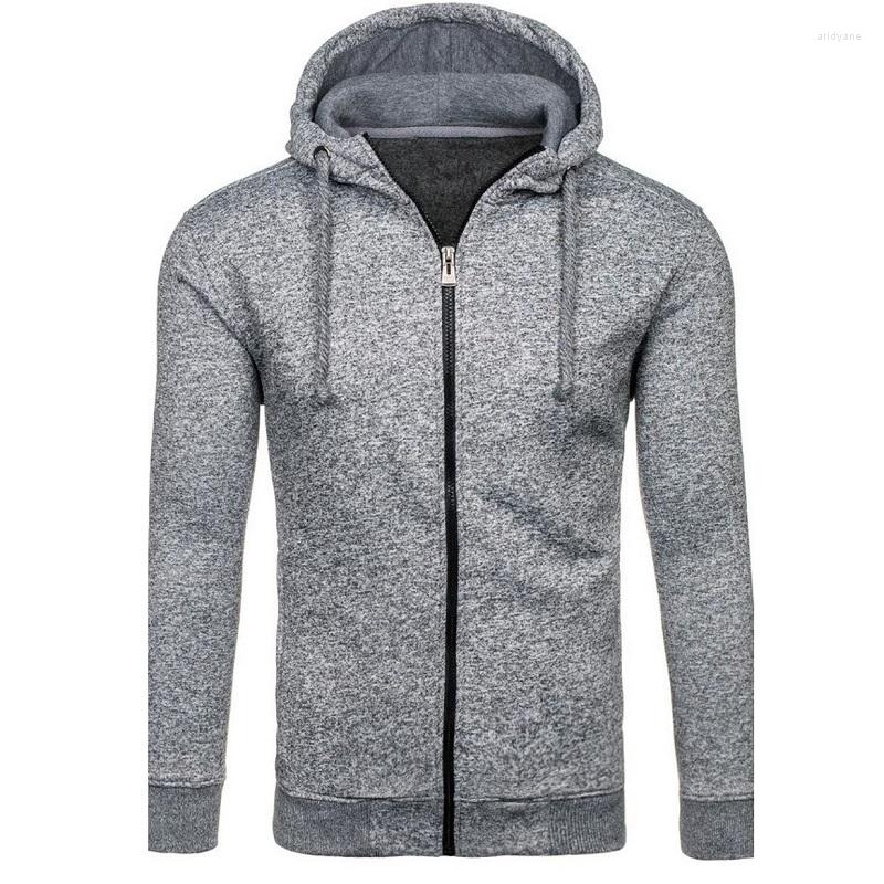 

Men' Hoodies ZOGAA Spring Autumn Tide Brand Mens Fleece Cardigan Hooded Solid Color Sweater Jacket Casual Trendy Zip Up Clothing, Gray
