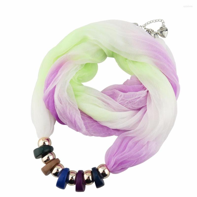 

Scarves Ethnic Polyester Acrylic Collar Necklace Pendant Scarf Beads Beautiful Jewelry Women Lady Decorate Gradient Color Silk