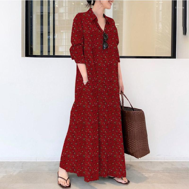 

Ethnic Clothing Fashion Print Button Pocket Cardigan Retro Plus Size Long Skirt Muslim Style Women Islamic Mosque Abayeh Dress