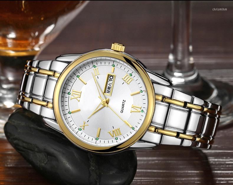 

Wristwatches Men's Watch 2023 Business Waterproof Luminous Quartz Steel Band Double Calendar, Jw
