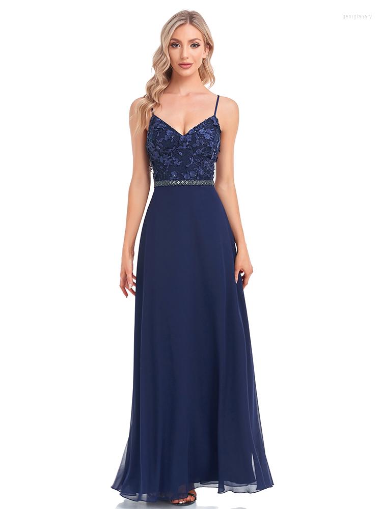 

Party Dresses Lucyinlove Elegant Evening Dress Long Deep V Neck ALine Gown Ever Pretty Bridesmaid Vestidos De Fiesta For Women 2023, Dark blue