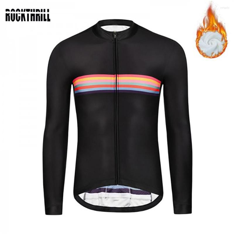 

Racing Jackets Rockthrill Winter Jacket Reflective Thermal Fleece Cycling Jersey Long Sleeve Clothing Road Mtb Bicycle Shirt Clothes, Black