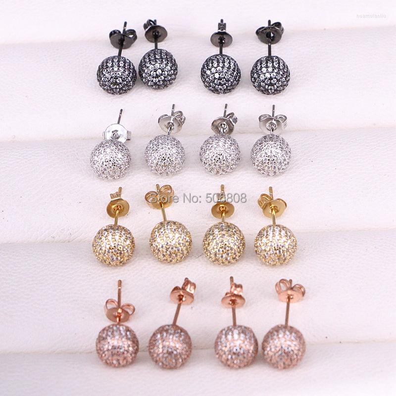 

Stud Earrings 6Pairs ZYZ-9725 Round Ball For Women Clear CZ Crystal Gold/Rose Gold/Black / Silver Color Female Fashion