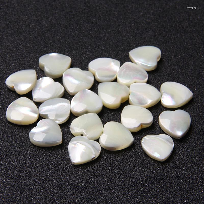 

Beads 10pcs/lot Heart Sahpe Natural Shell White Mother Of Pearl Loose Spacer For Jewelry Making DIY Charms