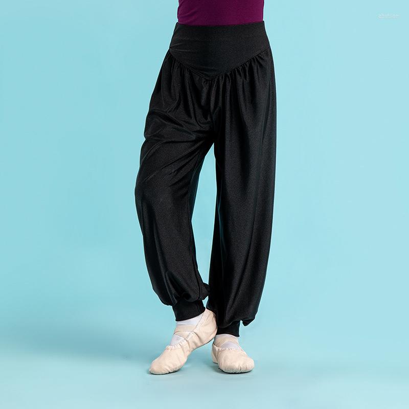 

Stage Wear Wholesale High Quality Kids Girls Black Loose Modal Nylon Spandex Dance Ballet Pants, Shiny nylon spandex