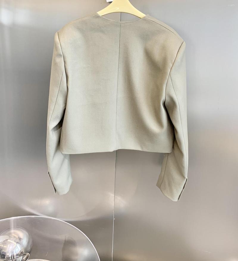 

Women' Jackets Style Collarless Burr Short Suit Coat, Multi