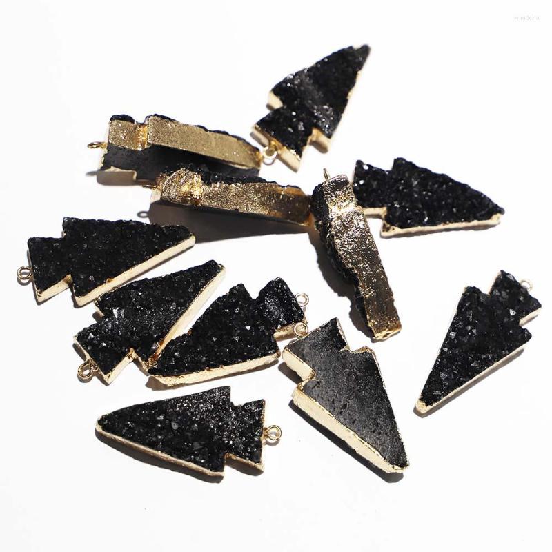 

Pendant Necklaces Natural Stone Black Crystal Teeth Cluster Arrow Necklace Pendants Ruggedly Fashion Charms DIY Jewelry Accessories